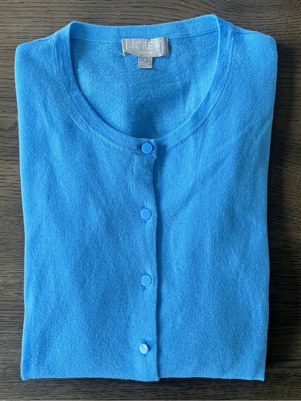 J. Crew Women's Blue Cashmere Button Cardigan Classic Preppy Capsule Wardrobe